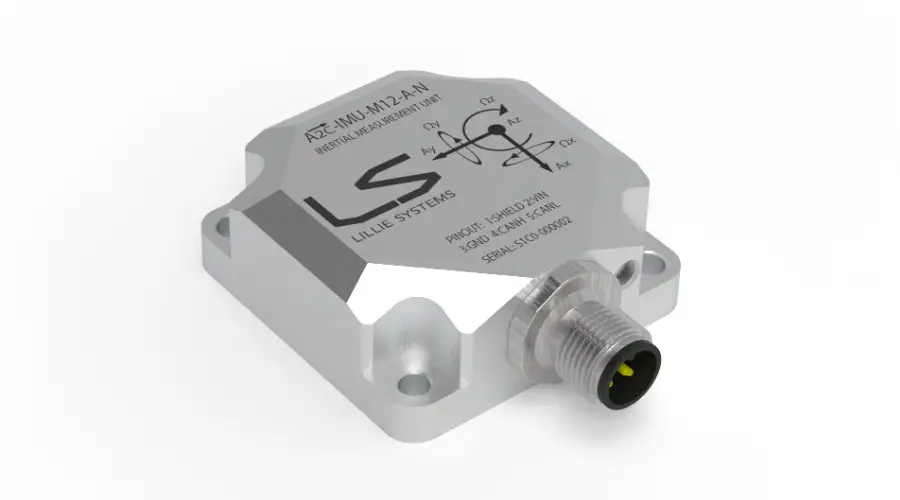 A2C-IMU inertial sensor — M12 A-coded connector, aluminium enclosure