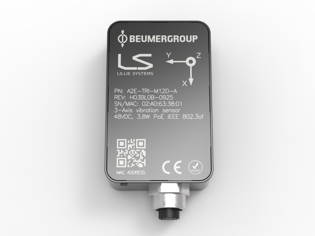 A2E-TRI triple accelerometer over Ethernet and PoE